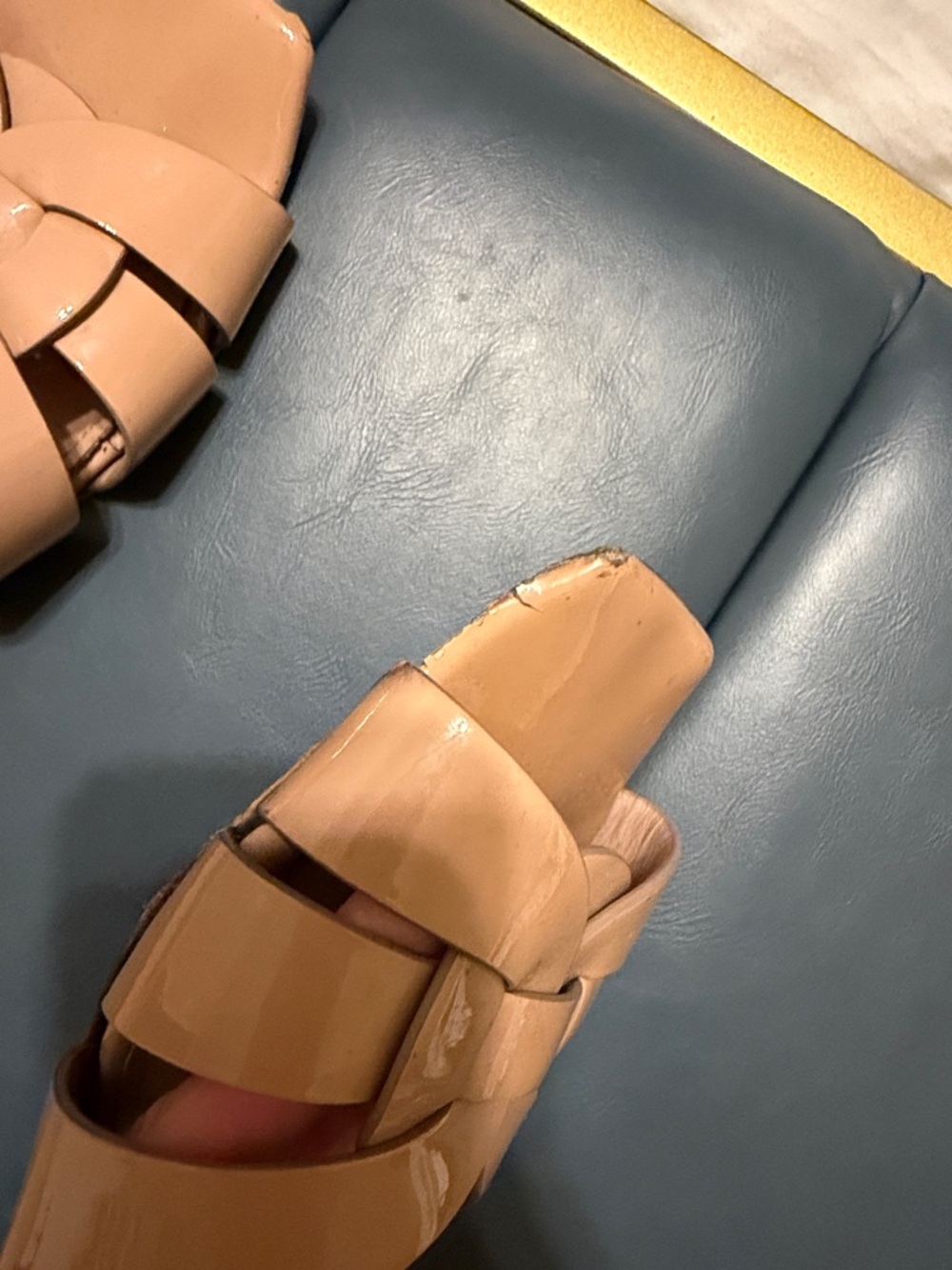 Saint Laurent Women’s Tan Slide Sandals - Picture 5 of 6